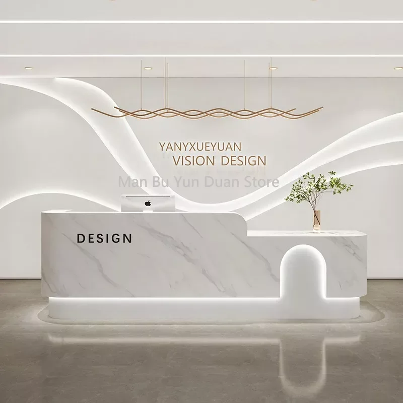 Minimalist Modern Beauty Salon Clothing Store Cashier Curved Reception Light Luxury Custom Counter Escritorios Furniture Modern
Minimalist Modern Beauty Salon Clothing Store Cashier Curved Reception Light Luxury Custom Counter Escritorios Furniture Modern