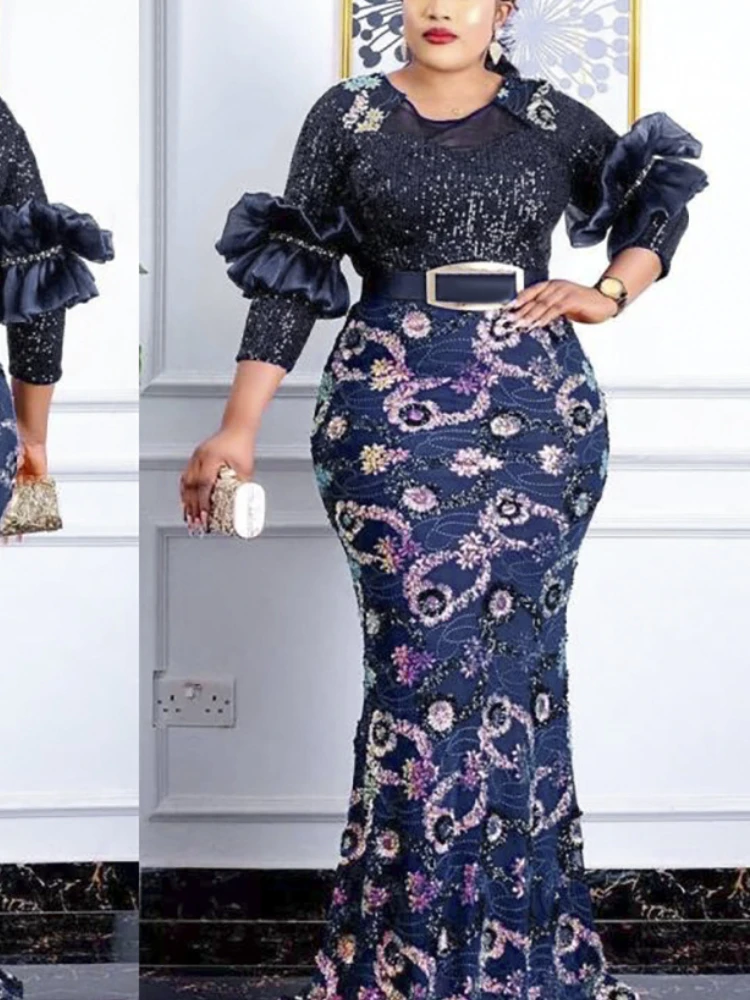 Luxury Long Party Dress Women's Glitter Sequins Printed Mermaid Petal Sleeve Belt Formal Event Evening African Female Gowns 3XL
Luxury Long Party Dress Women's Glitter Sequins Printed Mermaid Petal Sleeve Belt Formal Event Evening African Female Gowns 3XL