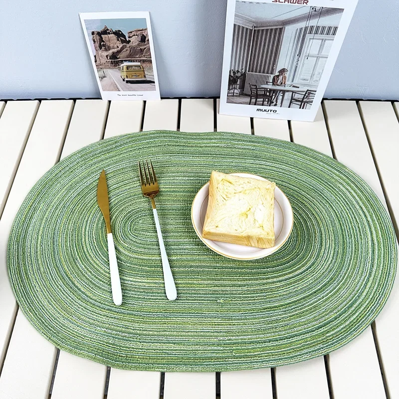 

6Pcs Oval Placemats Woven Ramie Placemat for Dining Table Non-Slip Quick Drying Tableware Mat Cup Coasters Kitchen Accessories