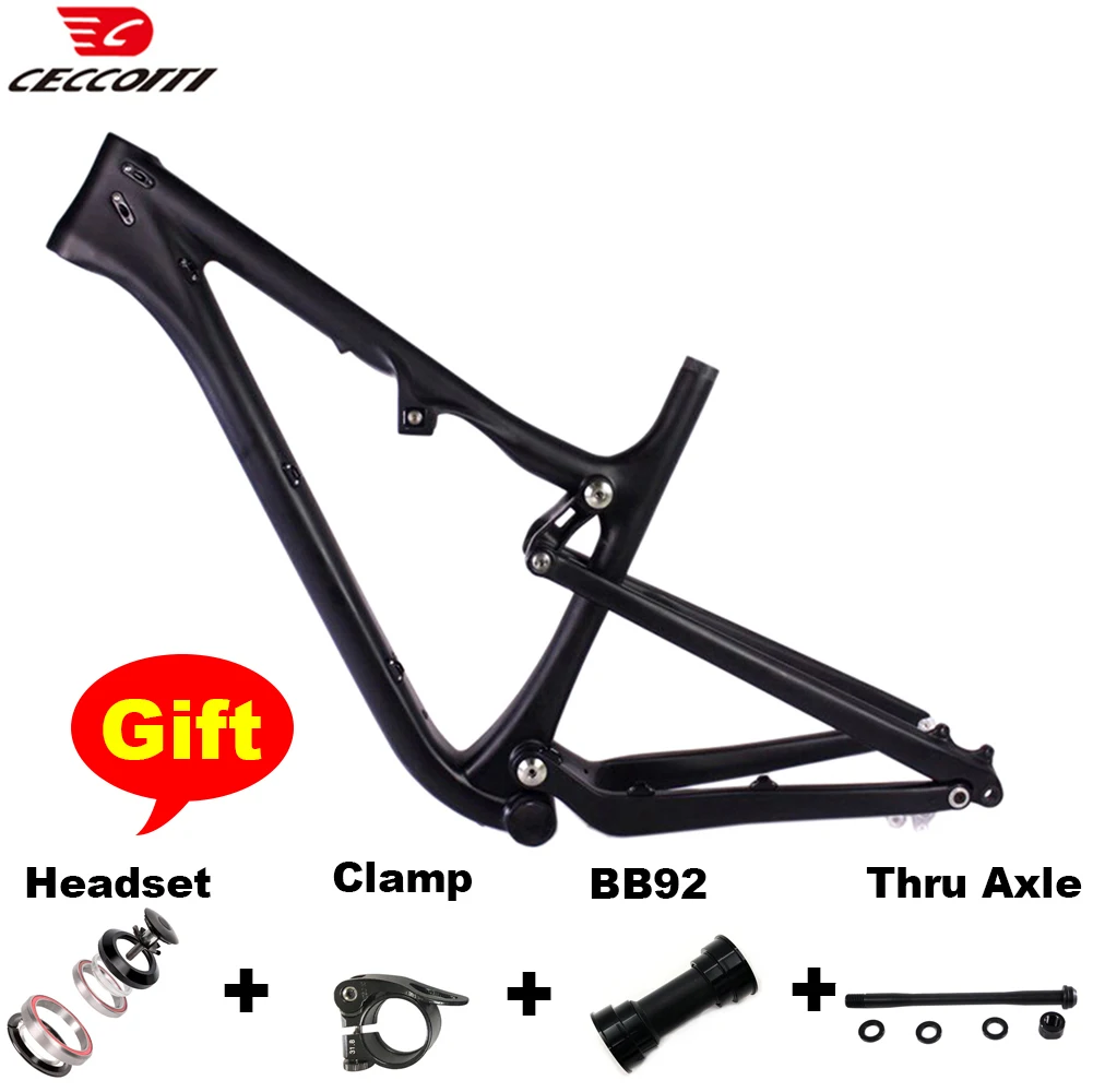 

Promotion Suspension Bicycle Frame With BB92 Gift 27.5er Carbon Frameset Size 16.5Inch And Rear 142mm Boost Bike Framework