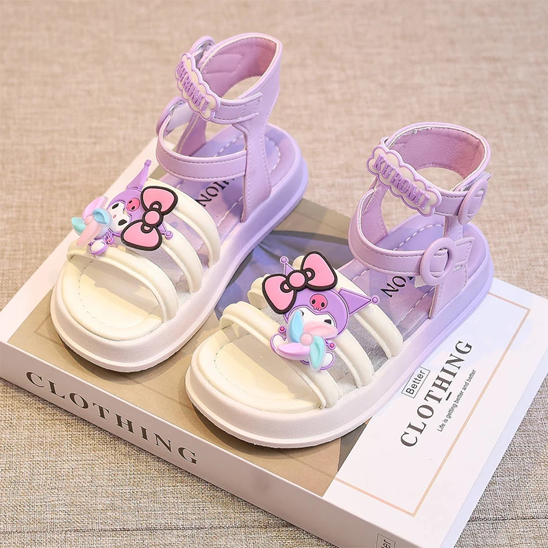 

Женские сандалии с сердечками Kuromi аниме Kawaii Sanrio Ins модные сандалии летние Симпатичные Мультяшные детские тапочки обувь подарки для детей