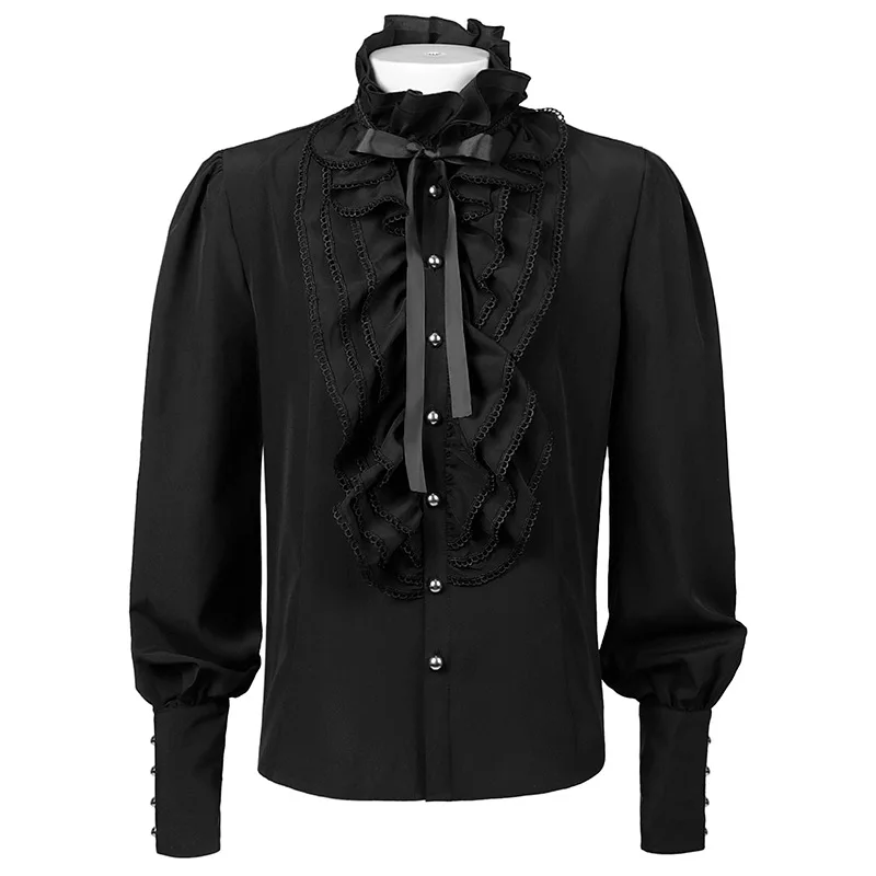 Medieval Men's Black Ruffled Shirt Steampunk Gothic Shirts Renaissance Victorian Pirate Vampire Top Party Club Bar Social Shirt
Medieval Men's Black Ruffled Shirt Steampunk Gothic Shirts Renaissance Victorian Pirate Vampire Top Party Club Bar Social Shirt
