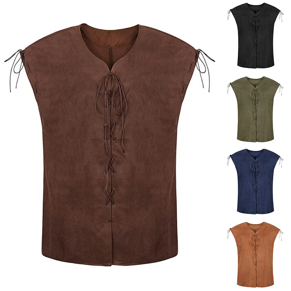 Mens Medieval Punk Vest Pirate Cosplay Costume Renaissance Steampunk Gothic Lace-up Waistcoat Top Male V Neck Sleeveless Vests
Mens Medieval Punk Vest Pirate Cosplay Costume Renaissance Steampunk Gothic Lace-up Waistcoat Top Male V Neck Sleeveless Vests