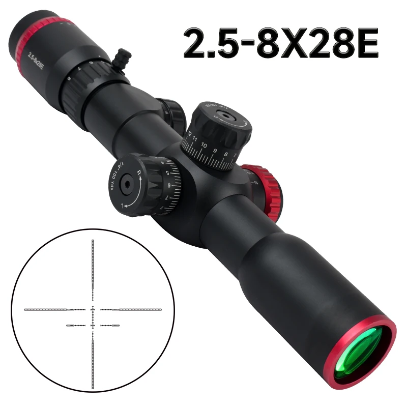 FFP 2.5-8x28E Scope Double Cross Scope Hunting Green Red Illuminated Riflescope QZ Rifle Scope Tactical Optical Sight
FFP 2.5-8x28E Scope Double Cross Scope Hunting Green Red Illuminated Riflescope QZ Rifle Scope Tactical Optical Sight