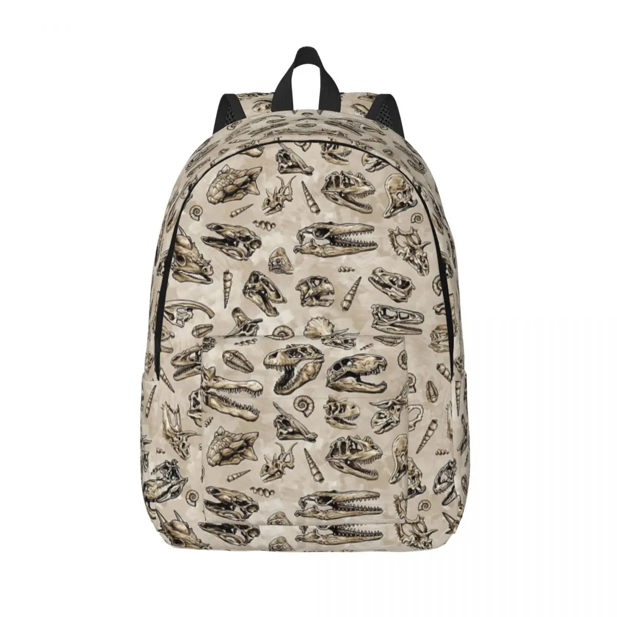 

Rex Dinosaur Skull Sketch Tiled Pattern Tan Natural Backpack Middle High College School Student Book Bags Teens Daypack Travel