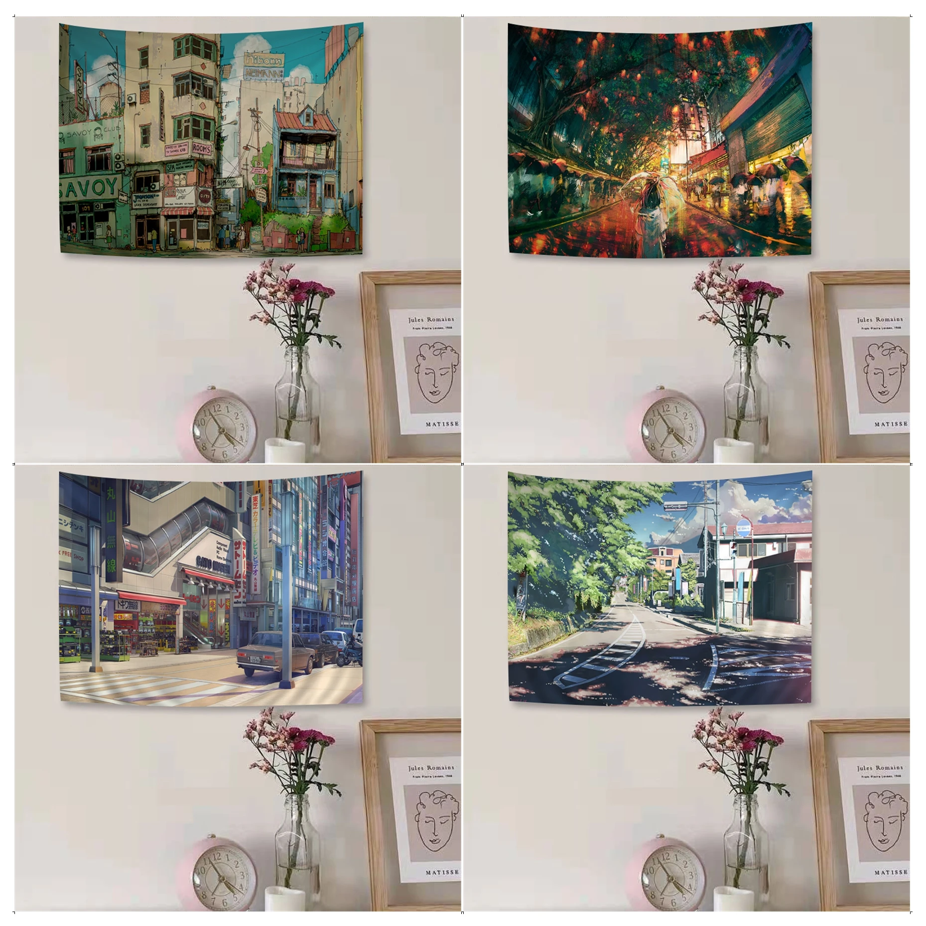 

Japanese Street Tapestry Anime Tapestry Hanging Tarot Hippie Wall Rugs Dorm Home Decor