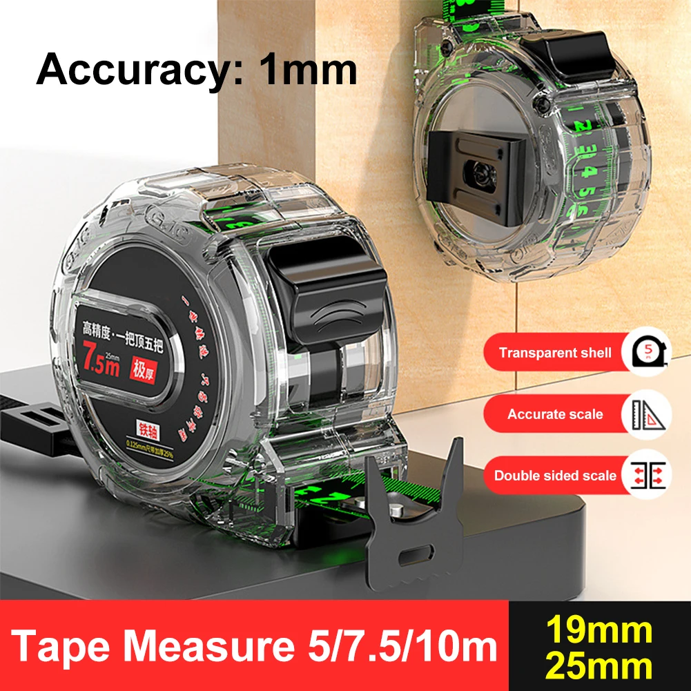Tape Measure 5/7.5/10m Measuring Tape Retractable Self-Locking Steel Metric Tape Measure Tool Glow In The Dark Double-Sided Mark
Tape Measure 5/7.5/10m Measuring Tape Retractable Self-Locking Steel Metric Tape Measure Tool Glow In The Dark Double-Sided Mark