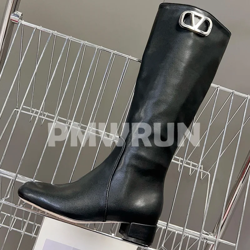 Women Long Boots Spring Autumn New Genuine Leather Upper Metal Decoration Round Head Long Boots Fashion Versatile Female Shoes
Women Long Boots Spring Autumn New Genuine Leather Upper Metal Decoration Round Head Long Boots Fashion Versatile Female Shoes