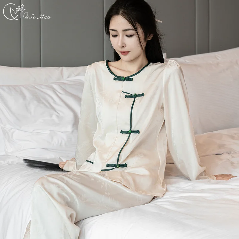 

Pajamas Set Long Sleeve Sleepwear Women Button Down Nightwear Pj Sets Print Shirt with Trouser Loungewear Female Pyjamas Suits