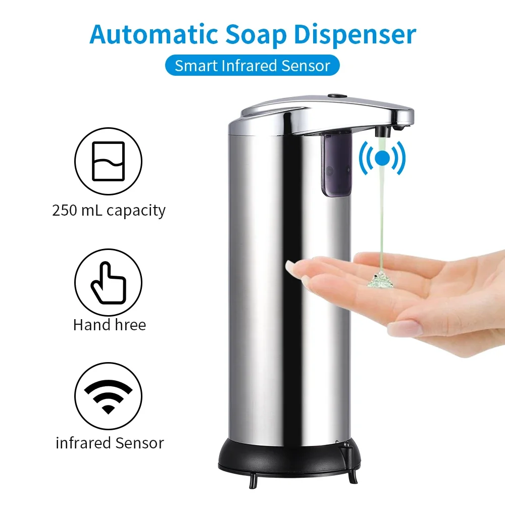 

250ml stainless steel automatic soap dispenser, non-contact liquid dispenser, infrared intelligent sensor, hands-free, automatic