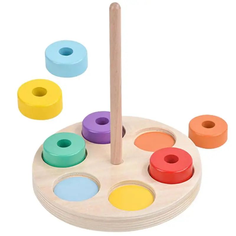 

Развивающая складная деревянная игрушка-конструктор, цветная Развивающая игра-пазл, красочные Развивающие игрушки для детей, малышей