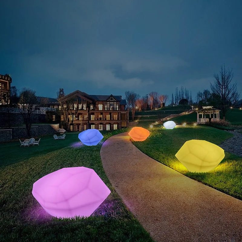 

TEMAR Modern 16 Colors Lawn Lights USB Electric Creative 3D White Stone With Remote Control IP65 Decor for Garden Park