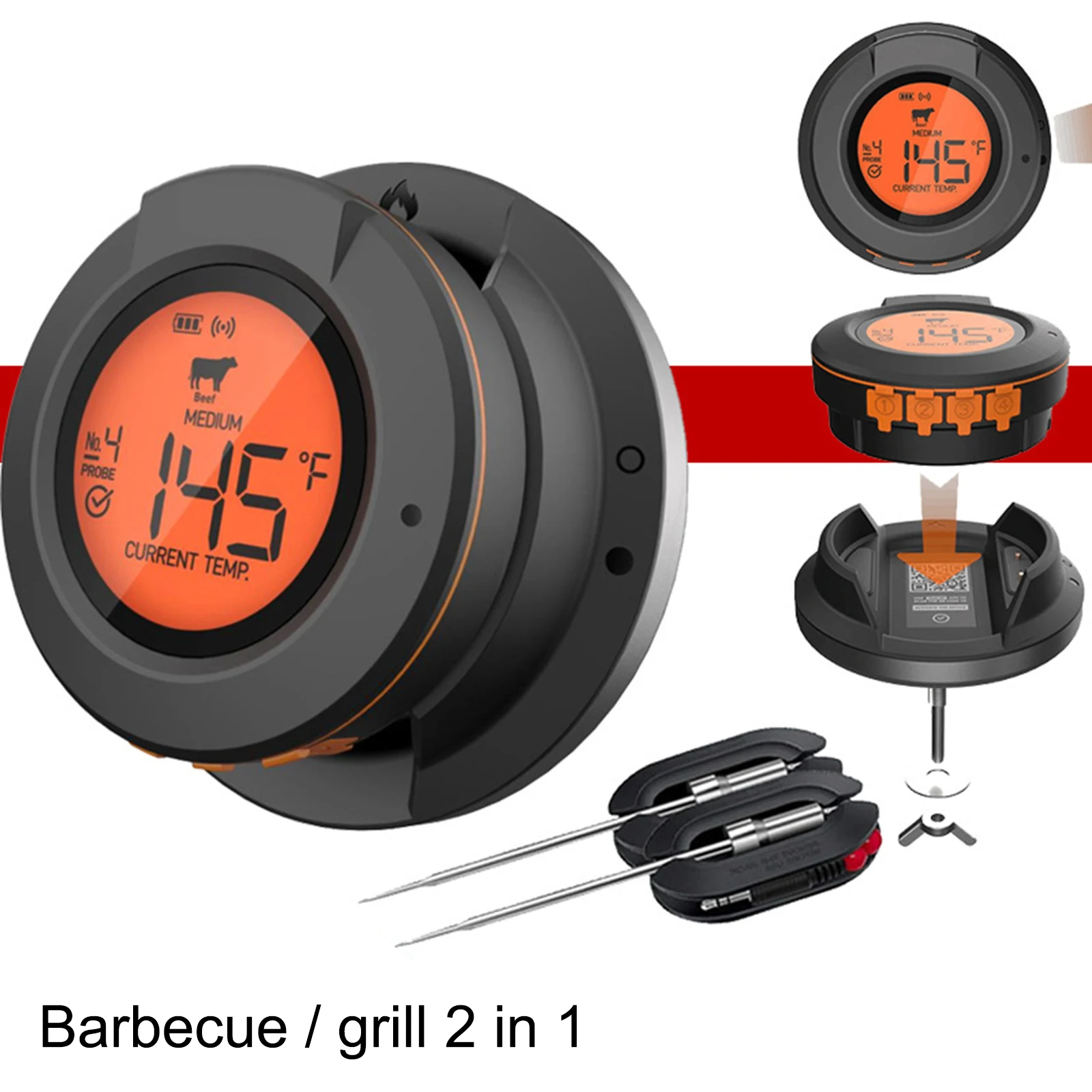 Kitchen Thermometer Intelligent Wireless Grill Thermometer For BBQ Barbecue Oven Meat Kitchen Food Temperature Support 4 Probes
Kitchen Thermometer Intelligent Wireless Grill Thermometer For BBQ Barbecue Oven Meat Kitchen Food Temperature Support 4 Probes