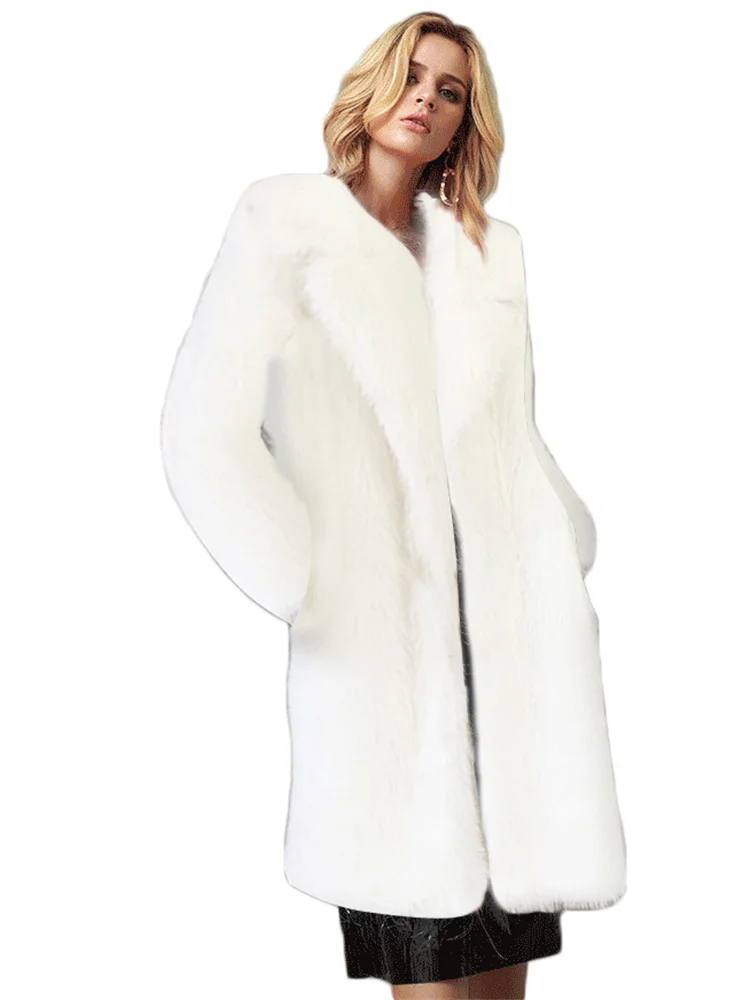White Faux Fur Coat Women 2022 Winter New Suit Collar Temperament Office Lady Black Long Slim Fashion Pockets Clothing Feminina
White Faux Fur Coat Women 2022 Winter New Suit Collar Temperament Office Lady Black Long Slim Fashion Pockets Clothing Feminina