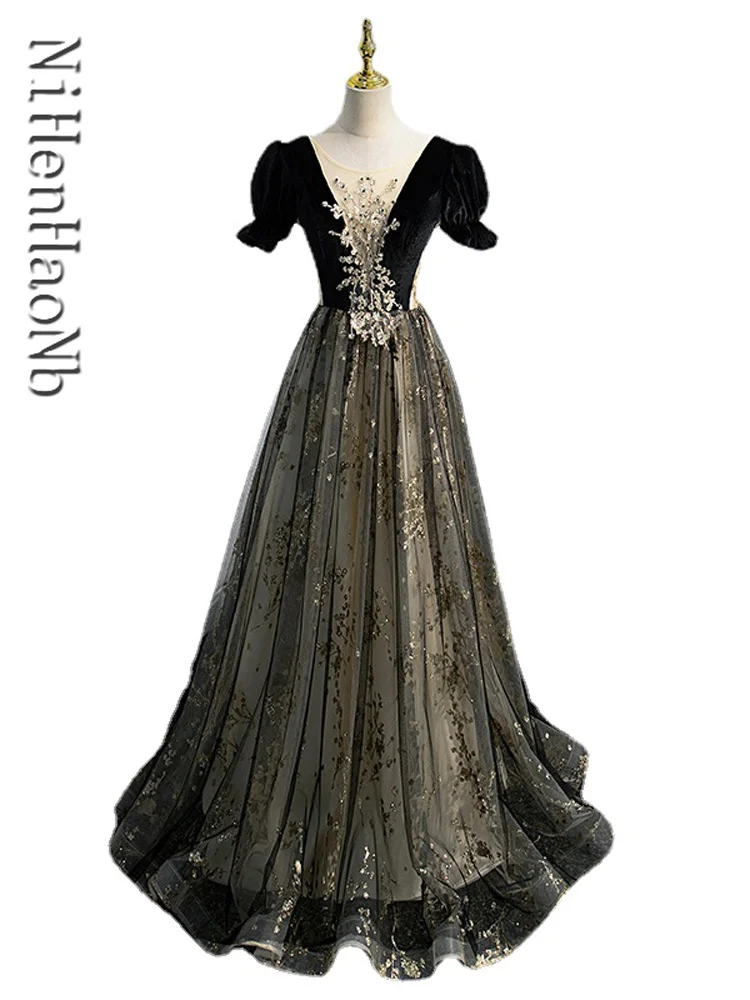 Evening Dress O-Neck Appliques Prom Dresses Empire Short Sleeves A-Line Pleat Floor-Length New Women Formal Party Gowns
Evening Dress O-Neck Appliques Prom Dresses Empire Short Sleeves A-Line Pleat Floor-Length New Women Formal Party Gowns
