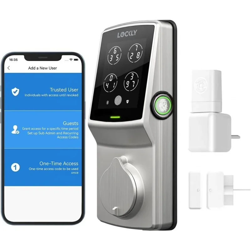 

Блокировка безопасный Pro Deadbolt, Wi-Fi Смарт-замок, БЕСКЛЮЧЕВОЙ замок для входной двери, смарт-замки для любых дверей, PIN Genie®Клавиатура, 3D биометрический