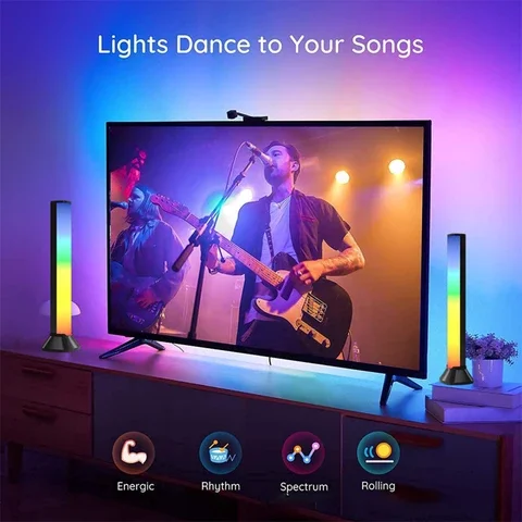 

RGB Tube 32 RGB LED Pickup Rhythm Strip Light Remote Control Music Atmosphere Ambient Lamp Bar for Computer 2 Sets 5V