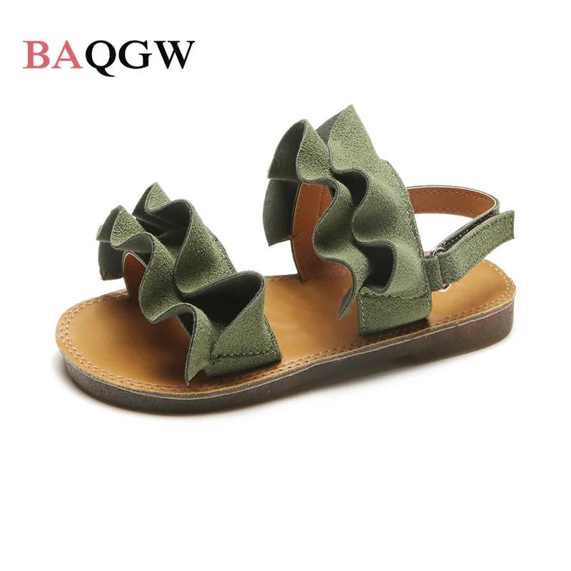 

Fashion Ruffles Girls Beach Sandals Casual Lotus Leaf Comfortable Soft Bottom Beach Cute Shoes for Kids Children's Toddler Flats