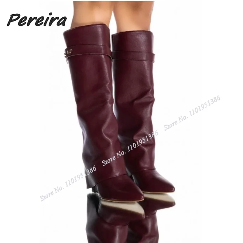 Pereira Brown Knee High Shark Boots Buckle Decor Wedges High Heels Shoes for Women Solid Botas Fashion Runway Shoes on Heels
Pereira Brown Knee High Shark Boots Buckle Decor Wedges High Heels Shoes for Women Solid Botas Fashion Runway Shoes on Heels