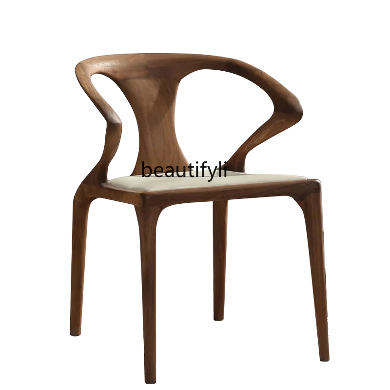 Italian Black Walnut Wooden Dining Chair Restaurant Solid Wood Armchair New Chinese Cowhide Dining Table and Chair
Italian Black Walnut Wooden Dining Chair Restaurant Solid Wood Armchair New Chinese Cowhide Dining Table and Chair