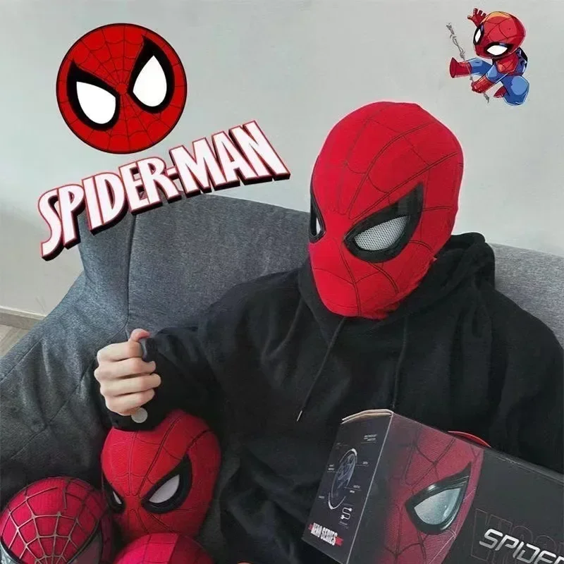 

Full-automatic Spider-man Headgear Movable Eyes Hero Expedition Miles Blinking Mask Ring Remote Control Electric Control Boxed