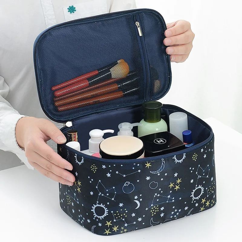 

Large-Capacity Travel Cosmetic Bag, Multi-Functional, Dust-Proof, Desk Storage Pouch, Makeup Case Box, Oxford Cloth