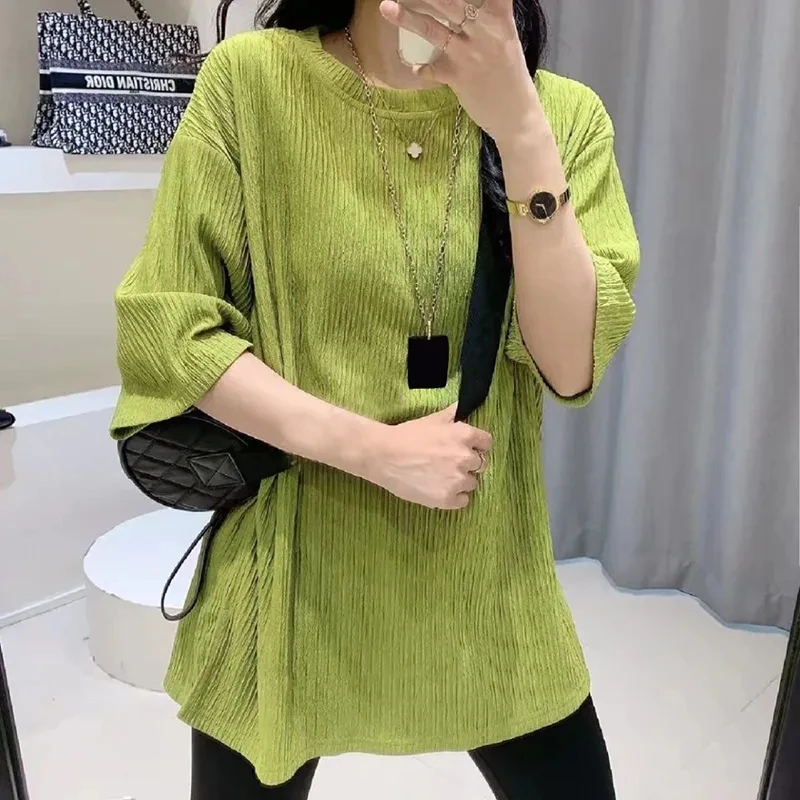 2023 European Summer Large Half Sleeve Short Sleeve Knitted Women's Fashion Mid length Loose Fit Top Fit Slim Covering Reduced
2023 European Summer Large Half Sleeve Short Sleeve Knitted Women's Fashion Mid length Loose Fit Top Fit Slim Covering Reduced