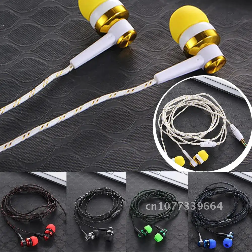 

High Quality Braided Rope Shell Design Earbuds Double Earpiece Metal Headset with Mic New 3.5 MM 5 Colors Stereo In-Ear Earphone