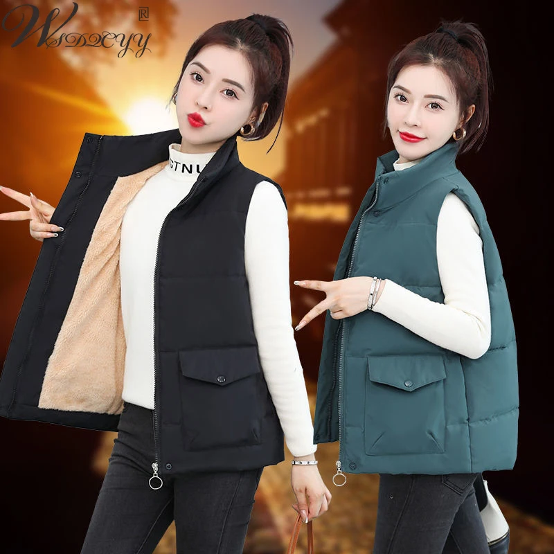 Oversized Plus Velvet Cropped Vest Women Casual Winter Cotton Padded Waistcoat All-Match Loose Sleeveless Jacket Stand Collar
Oversized Plus Velvet Cropped Vest Women Casual Winter Cotton Padded Waistcoat All-Match Loose Sleeveless Jacket Stand Collar