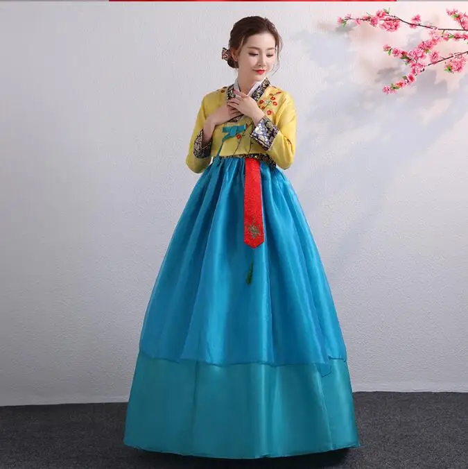 Women Embroidery Hanbok Dress Minority Korean Tradition Dance Costumes Stage
Women Embroidery Hanbok Dress Minority Korean Tradition Dance Costumes Stage