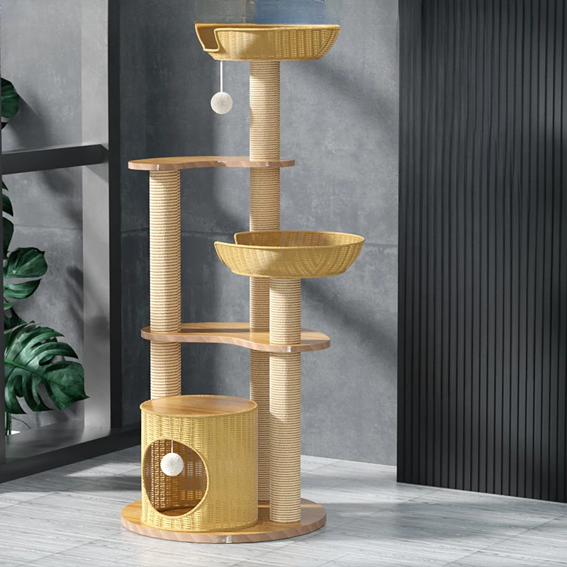 Small layout rattan weaving multi cat climbing frame does not occupy land, sisal solid wood, summer, big cat nest, cat tree
Small layout rattan weaving multi cat climbing frame does not occupy land, sisal solid wood, summer, big cat nest, cat tree