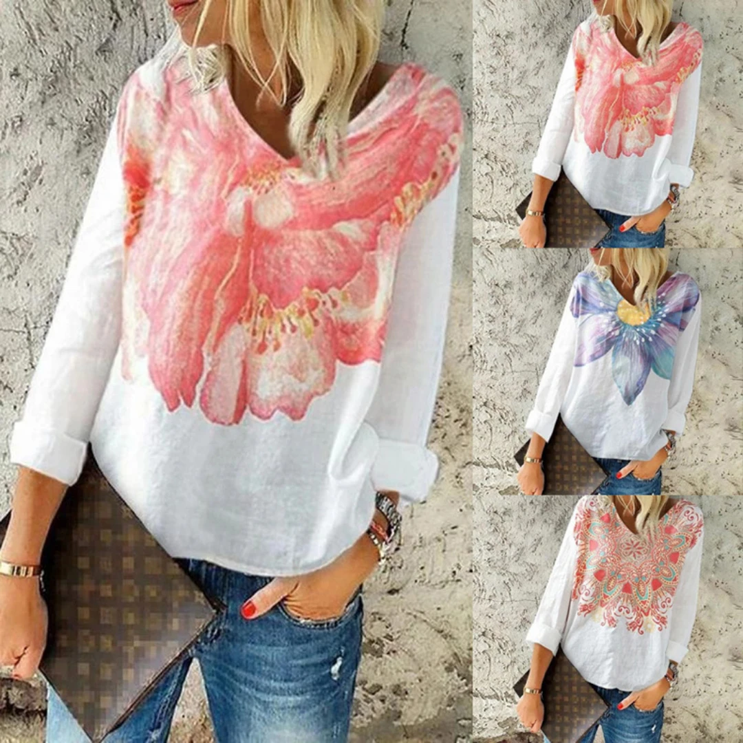 2022 Wanghongyue Summer Fashion Casual Long Sleeve Women's Shirt V-neck Printed Large Women's Top
2022 Wanghongyue Summer Fashion Casual Long Sleeve Women's Shirt V-neck Printed Large Women's Top