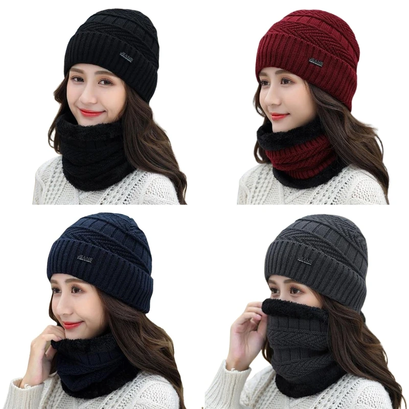 

for Head Warmer Fleece Neck Warmer Winter Hat Scarf Beanie Unisex Knitted Warm Scarf Fleece Lining Winter Autumn Beanie