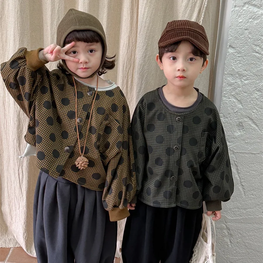 2023 Spring New Baby Long Sleeve Coat Vintage Girls Boys Dots Casual Jacket Boys Clothing Kids Tops Fashion Children's Clothes
2023 Spring New Baby Long Sleeve Coat Vintage Girls Boys Dots Casual Jacket Boys Clothing Kids Tops Fashion Children's Clothes