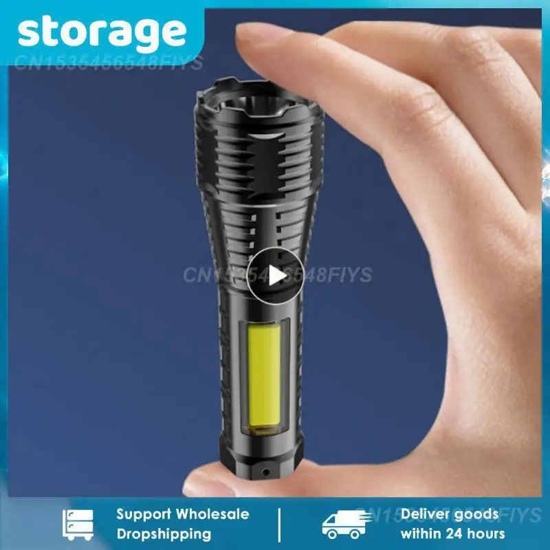 

Portable Mini LED Flashlight 3 Modes USB Rechargeable Zoom Strong Light Outdoor Camping COB Lamp Waterproof Flashlights