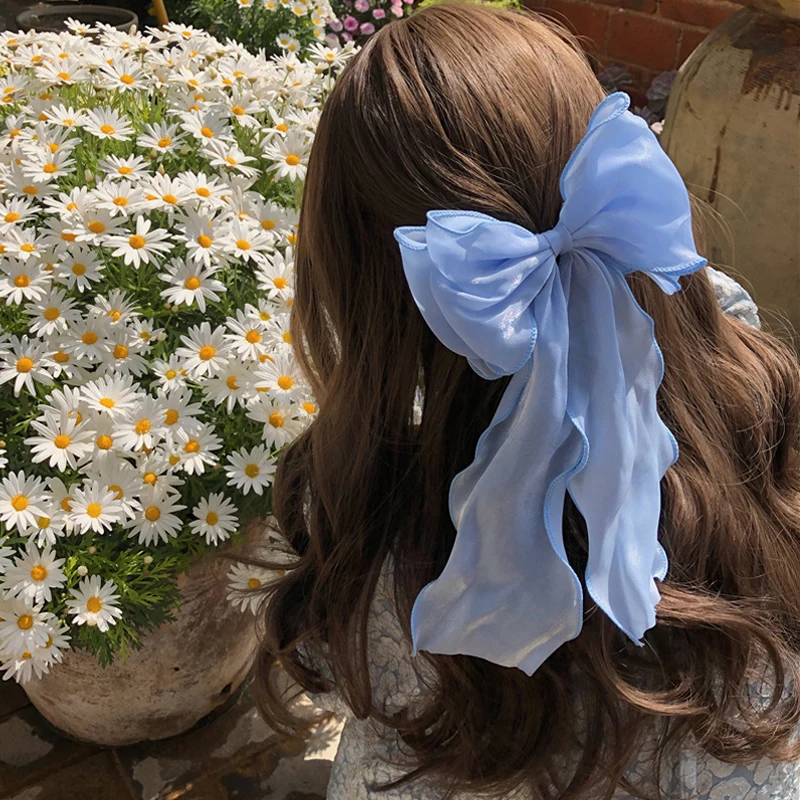 

Korean Style Sweet Cute Ribbon Bow Hair Clips For Girls Shining Satin Bowknot Hair Clips Barrette Hairpin Ponytail Clip Headwear