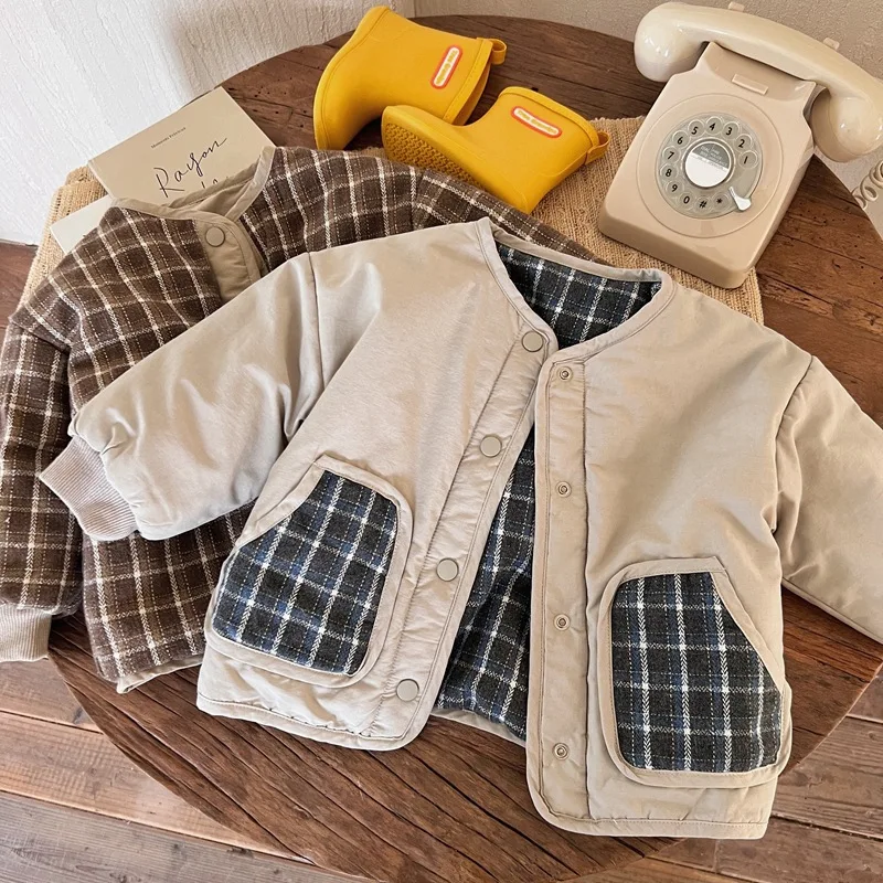 

Children's clothing baby winter cotton-padded clothes more handsome brief paragraph two girls in the boys quilted coat
