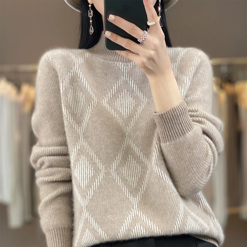 100% Merino Wool Cashmere Sweater Women Knitted Sweater Turtleneck Long Sleeve Pullover Autumn Winter Clothing Warm Jumper Top
100% Merino Wool Cashmere Sweater Women Knitted Sweater Turtleneck Long Sleeve Pullover Autumn Winter Clothing Warm Jumper Top