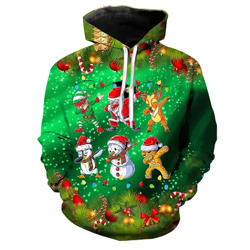 

Merry Christmas Xmas Graphic New In Hoodies & Sweatshirts 3D Santa Claus Snowman Printing Hooded Hoody Unsex Winter Hoodie Tops