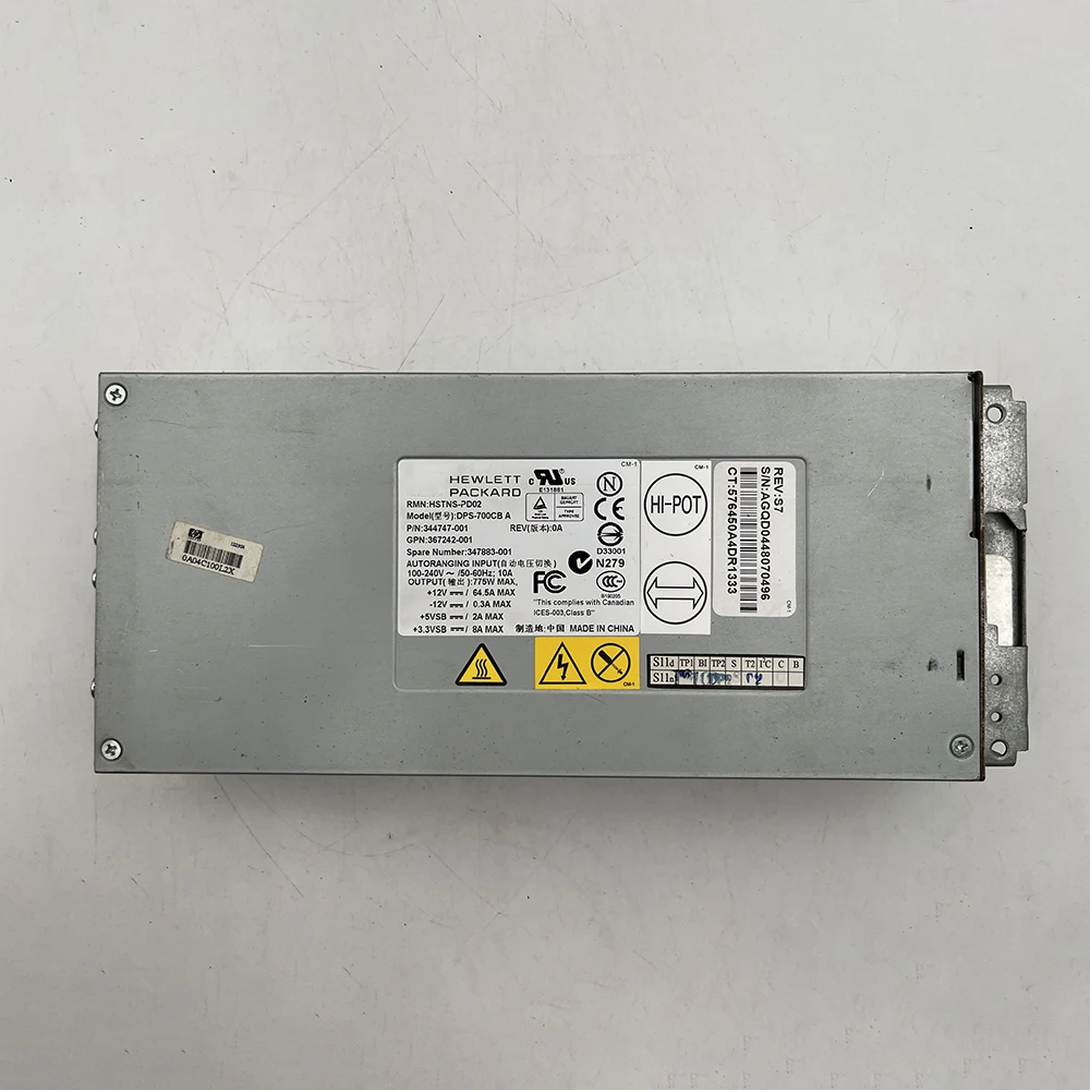 For HP Server Power Supply ML370 G4 344747-001 406867-501 347883-001 367242-001 DPS-700CB A 775W Test Delivery
For HP Server Power Supply ML370 G4 344747-001 406867-501 347883-001 367242-001 DPS-700CB A 775W Test Delivery