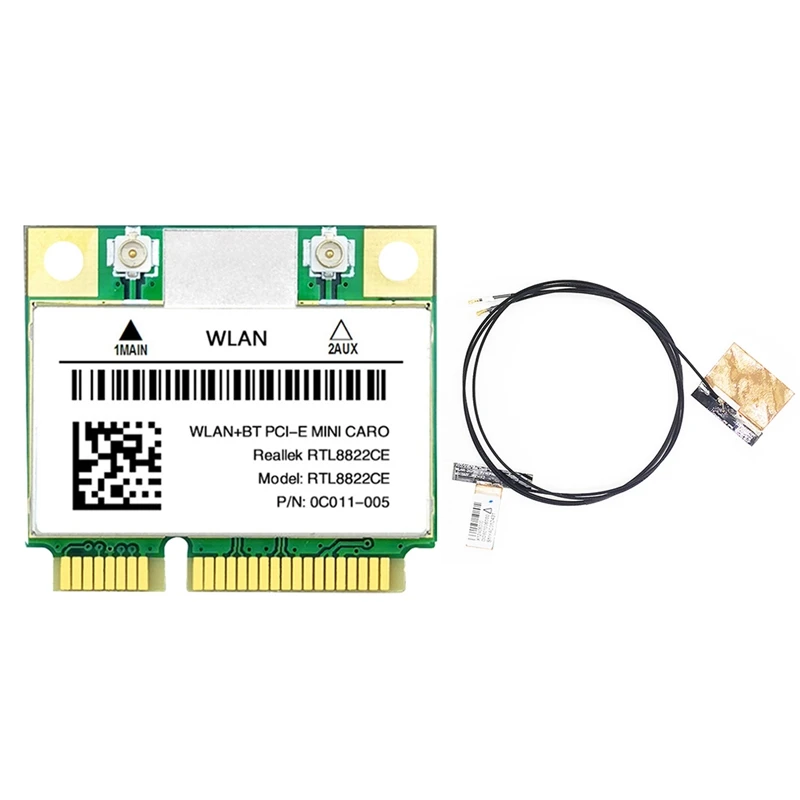 RTL8822CE Wifi Card+Antenna 2.4G+5Ghz 802.11AC Network Mini Pcie BT5.0 Support Laptop/PC Windows 10/11
RTL8822CE Wifi Card+Antenna 2.4G+5Ghz 802.11AC Network Mini Pcie BT5.0 Support Laptop/PC Windows 10/11