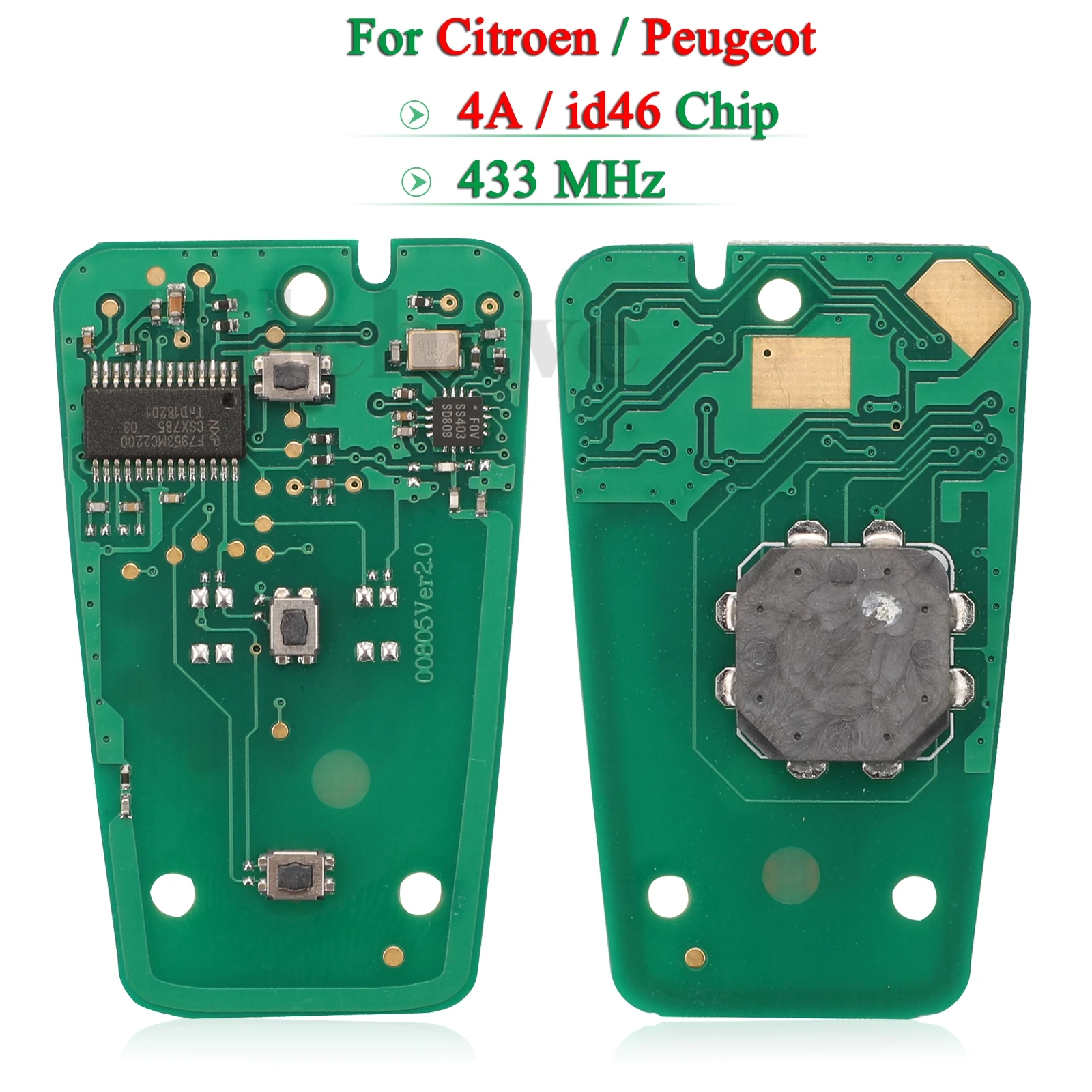 Чип jingyuqin 4A/id46 для Peugeot 208, 308, 508, 3008, Citroen C4, DS4, DS5, HITAG2, дистанционный ключ, печатная плата 433 МГц, FSK 
Чип jingyuqin 4A/id46 для Peugeot 208, 308, 508, 3008, Citroen C4, DS4, DS5, HITAG2, дистанционный ключ, печатная плата 433 МГц, FSK