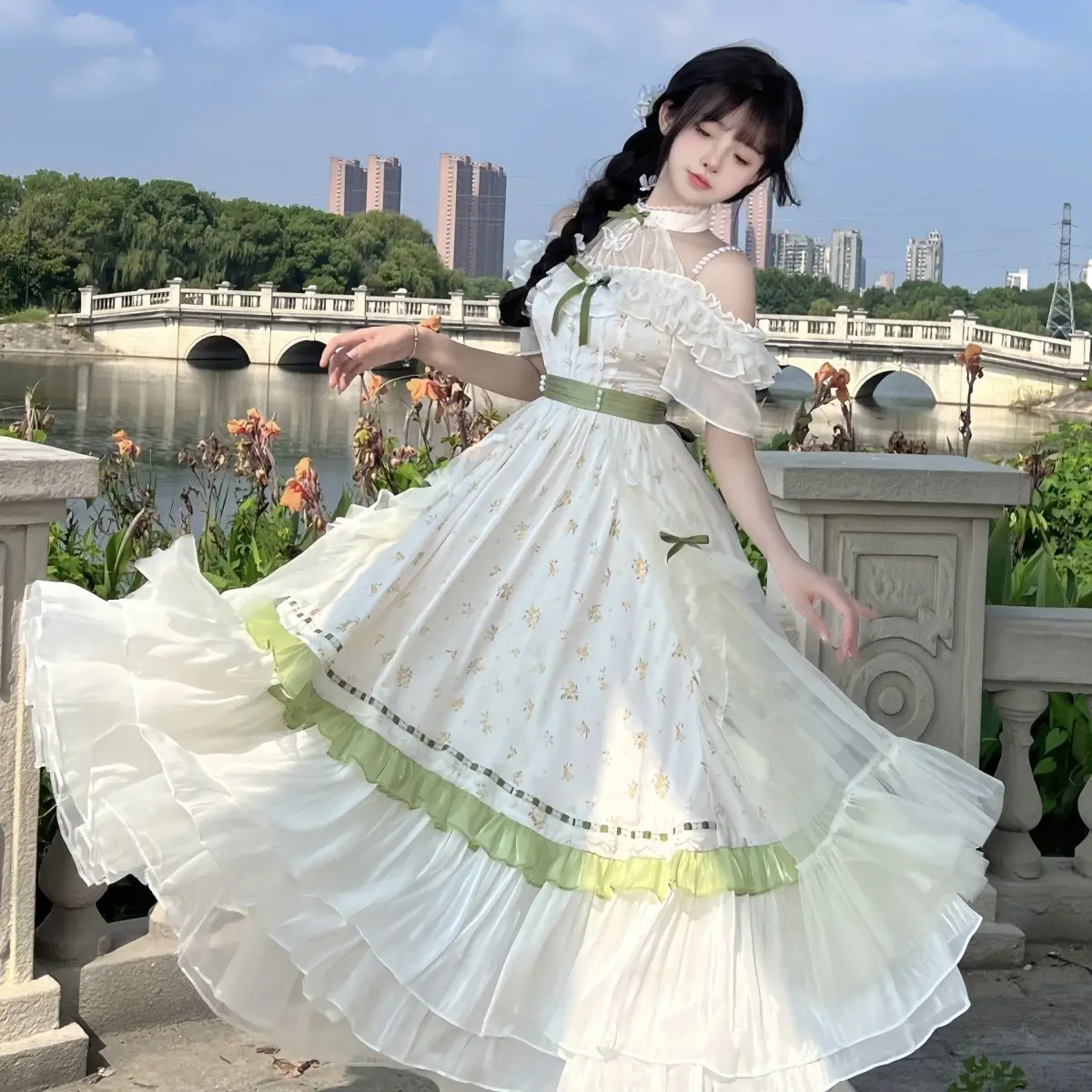 

Lolita Dress Complete Autumn Love Letter Lolita Fragmented Flower Girl Elegant Cla Princess Large Skirt Long Skirt