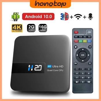 HONGTOP H20 스마트 TV 박스, 안드로이드 10.0, 미디어 플레이어 TV 박스, 안드로이드 3D 플레이 스토어, 초고속 1080P 셋톱 박스, 2GB, 16GB, 4K HD, H.265