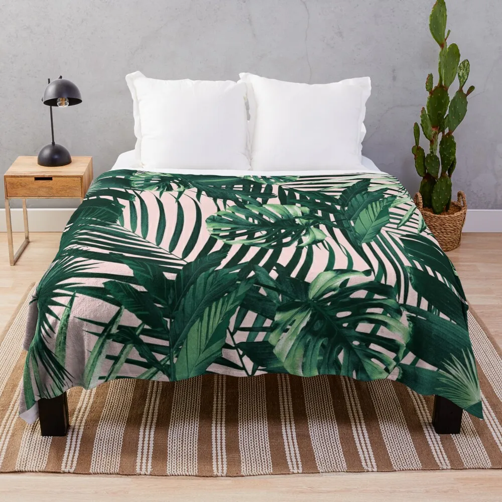 

Tropical Jungle Leaves Siesta #1 #tropical #decor #art Throw Blanket Soft Plaid Picnic Bed linens Travel Blankets