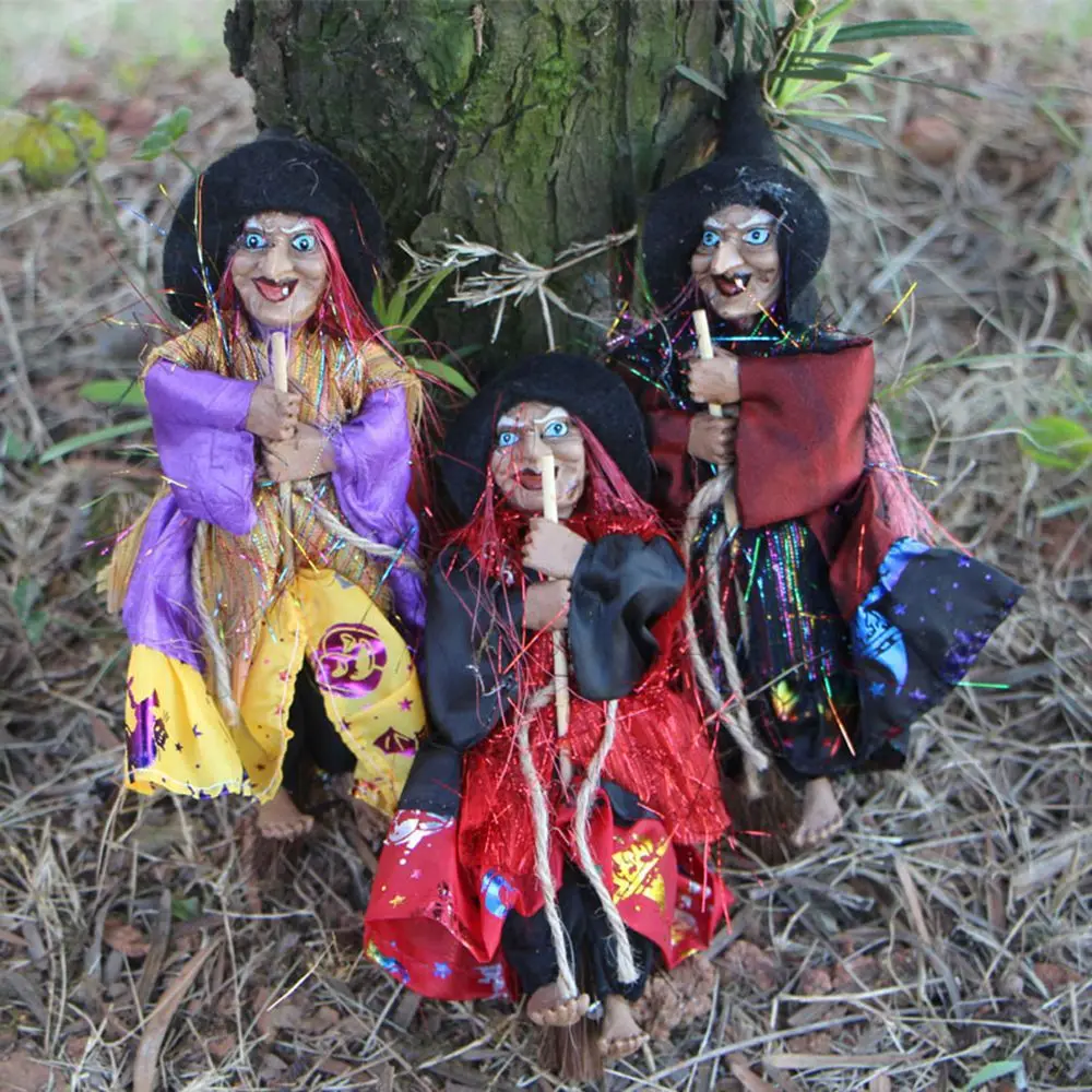 

House Garden Bar Decor Decorate Props Doll Ornaments Halloween Witch Pendant Witch Figurine Hanging Doll Ghost Festival