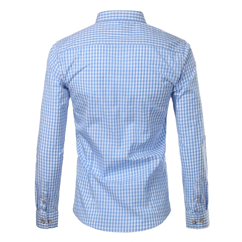 

Small Plaid Button Down Shirt Men 2023 Summer New Long Sleeve Slim Fit Mens Dress Shirts Casual Checks Gingham Chemise Homme