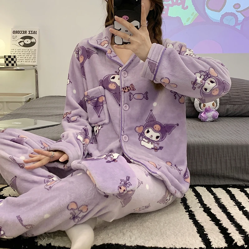 Anime Sanrio Kuromi Plush Cardigan Pajamas Hello Kitty Cinnamoroll Homewear Girls Long Pajamas 2 Pieces Set Homewear Girls Gifts
Anime Sanrio Kuromi Plush Cardigan Pajamas Hello Kitty Cinnamoroll Homewear Girls Long Pajamas 2 Pieces Set Homewear Girls Gifts