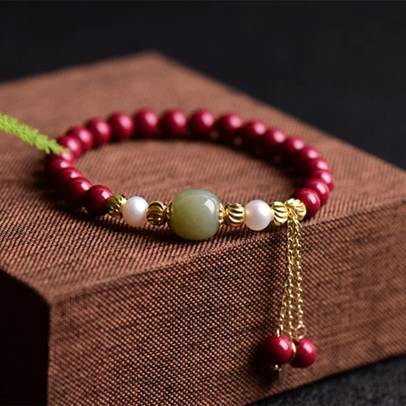 Natural Cinnabar Single Circle Round Bear Bracelet Hetian Jade Old Pearl Accessories Fashion Simple Male and Female Style
Natural Cinnabar Single Circle Round Bear Bracelet Hetian Jade Old Pearl Accessories Fashion Simple Male and Female Style