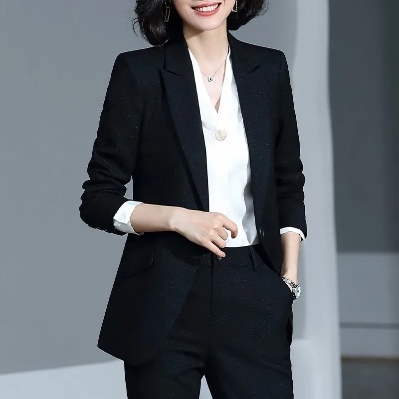 Women's Suits Autumn And Winter New Single Buckle Fashion Professional Decoration Body Slim Trousers Women's Two-piece Suit
Women's Suits Autumn And Winter New Single Buckle Fashion Professional Decoration Body Slim Trousers Women's Two-piece Suit